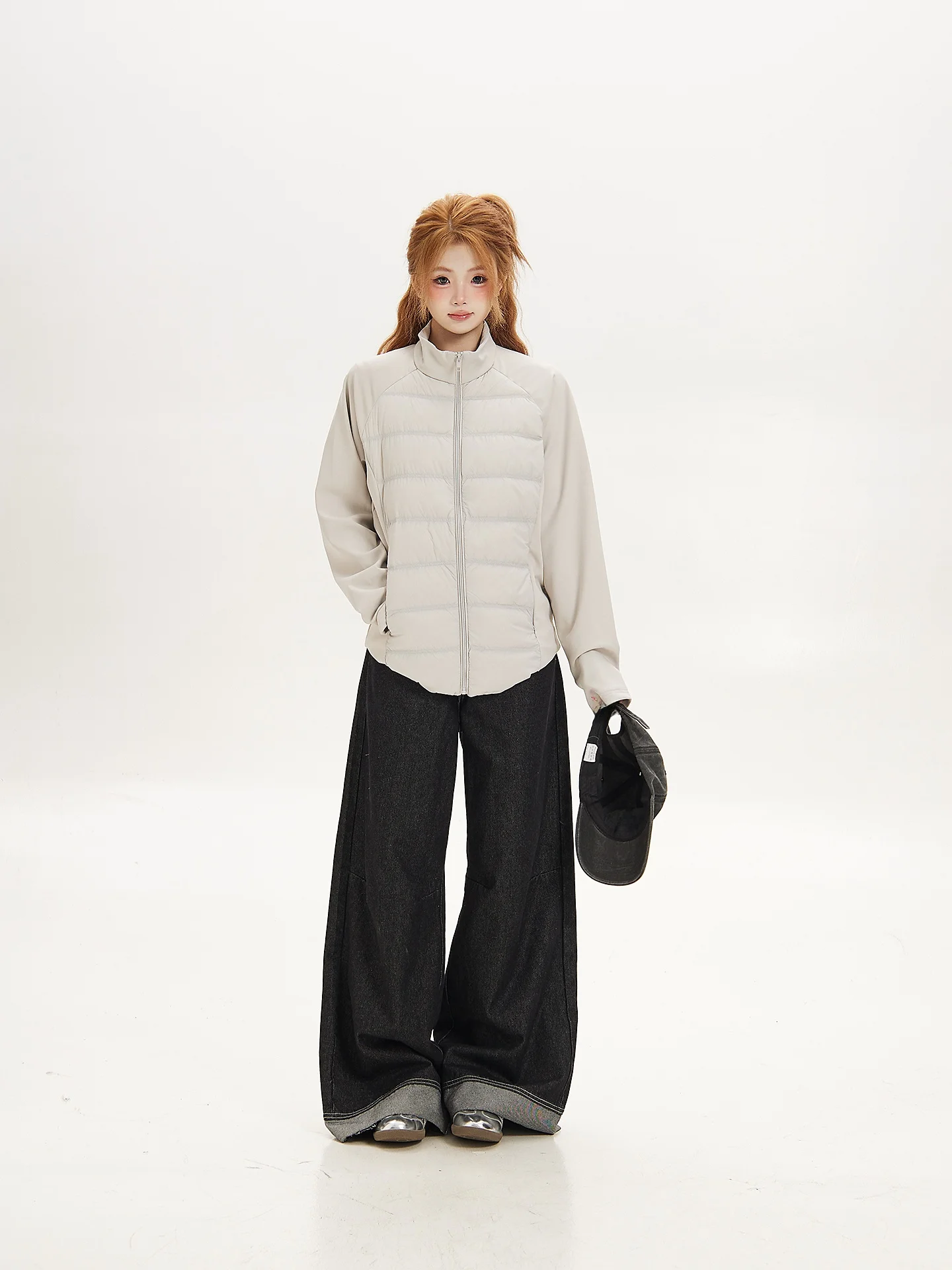 Lightweight Duck down Jacket Women's Stand Collar Warm 90 White Duck Feather Inner Wear Commute Style Straight Cut Coat