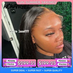 Wow Angel HD Full Frontal Wigs 36inch Straight Melt Skins 13x6 HD Lace Front Human Hair Wigs Virgin Hair Pre Plucked Glueless