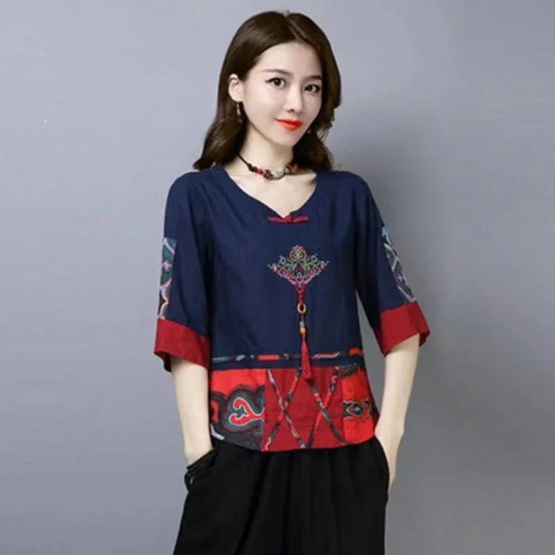 

Chinese Costume Chinese Style Ladies Clothes Linen Clothing For Women New Hanfu Tang Suit Female Trend Vintage Top CY217