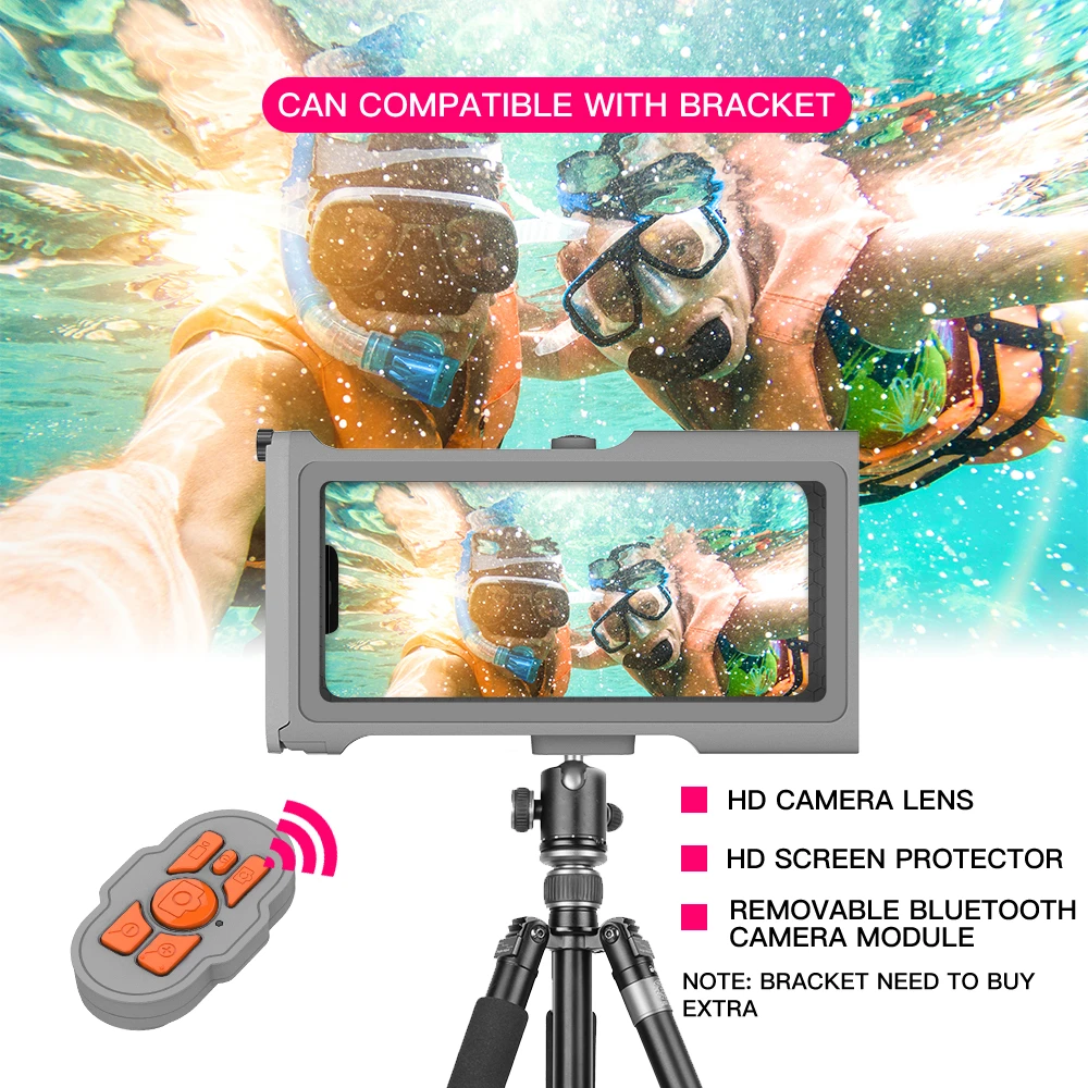 Waterproof Bluetooth Swimming Diving For 5-6.9 Inch For Samsung S24 S23 Ultra iPhone 15 14 Pro Max Case Underwater Photography