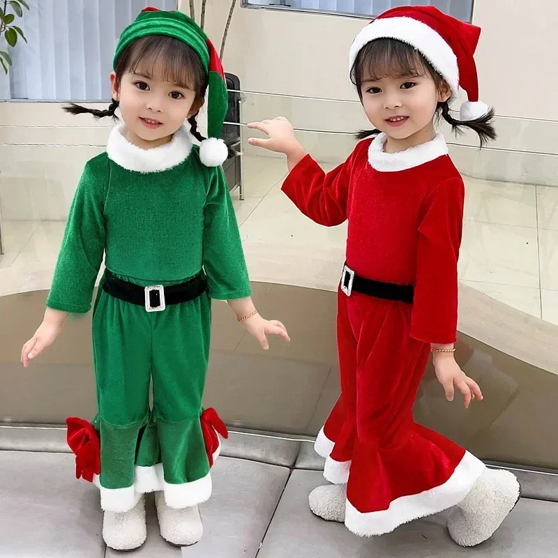 Kinder Weihnachten Elf Cosplay Kostüm Weihnachten Neujahr Karneval Party Santa Claus Bühne Phantasie Performance Kleidung