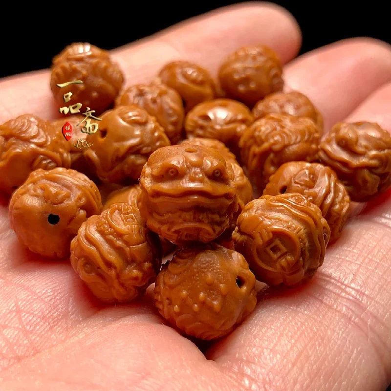 

Jucai Golden Stone Carving Local Tyrant Monkey Bracelet Old Walnut Collectables-Autograph Peach Pit Hand Pieces Olive