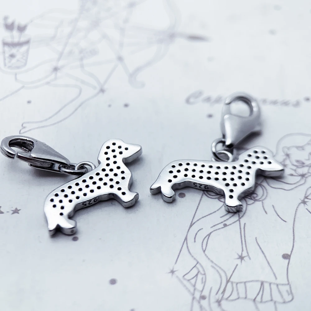 High Quality 925 Sterling Silver Cute Dachshund Pet Dog Charms Pendant For Women Men