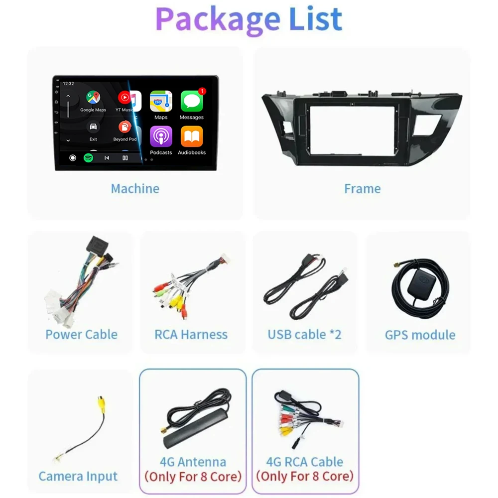Android 16 2 Din Car Radio for Toyota Corolla Ralink 2014 - 2016 Multimedia Video Player Navigation MP5 Stereo Carplay Head Unit