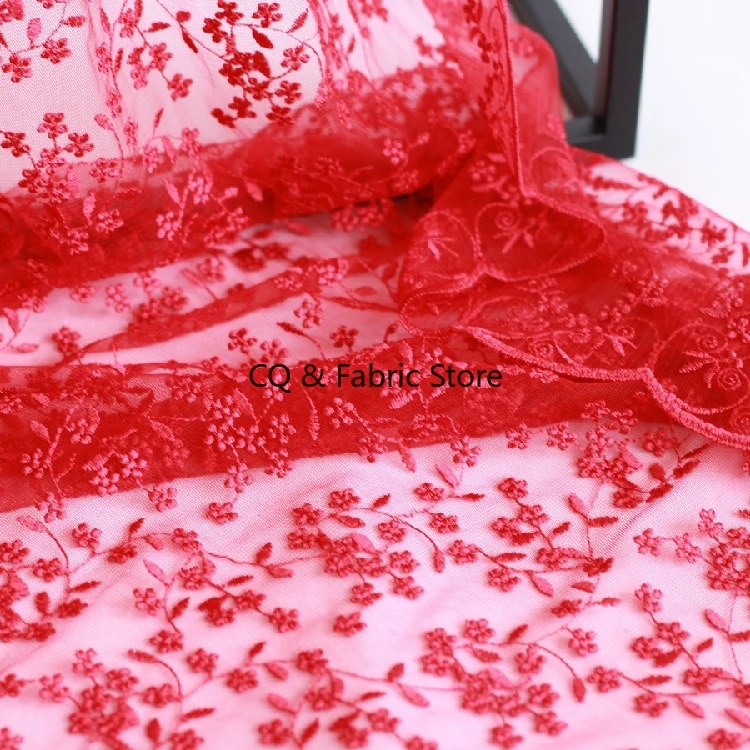 1 iarda/lotto 130 cm Morbido tulle ricamato bianco e tessuto di pizzo tagliato per abiti da sposa da sposa, rosa, blu scuro e rosso