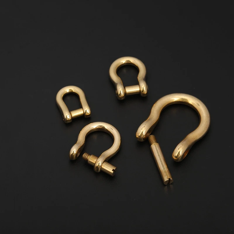 1pcs Solid Brass Carabiner D Bow Shackle Slot Screw Removable Fob Key Ring Keychain Joint Connector Buckle DIY Hardware