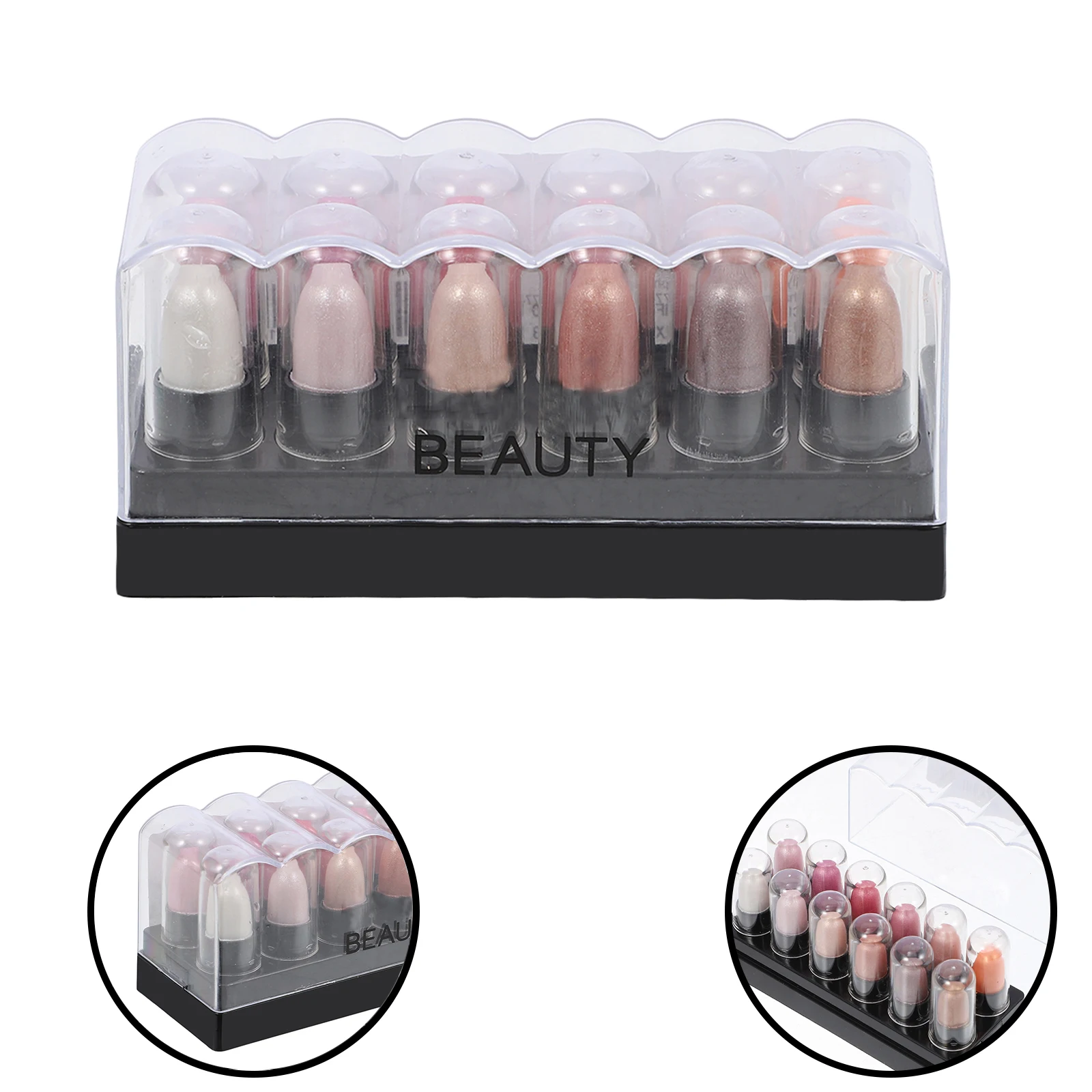 Caja de sombra de ojos para niña, palillos para bolígrafos de maquillaje, colores brillantes duraderos, juego de almacenamiento adhesivo de estilo coreano para mujer