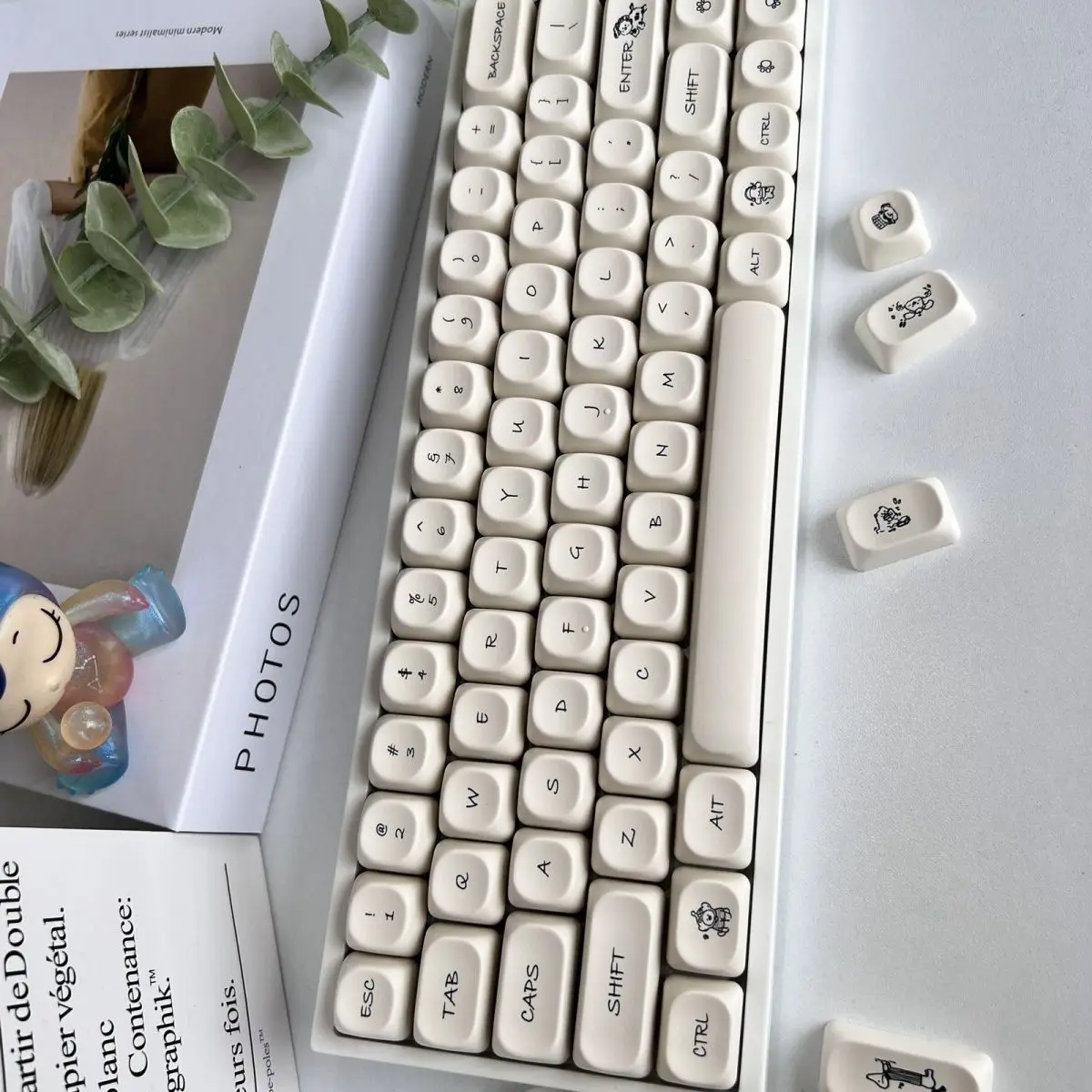 Imagem -05 - Cute Dog Tema Keycaps Grupo Sublimação Pbt Keycaps Teclado Simples Custom Moa Perfil Acessório Teclado Mecânico