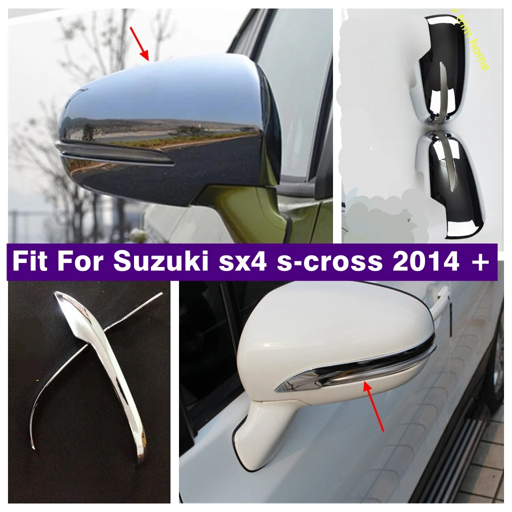 

Rearview Rear View Mirror Strips Anti Scratch Sticker Decor Frame Cover Trim For Suzuki Sx4 s-cross 2014 - 2022 Car Accessories