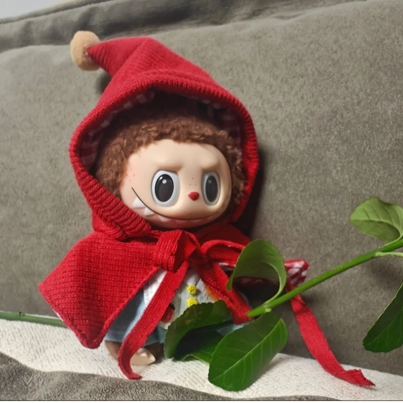 

For Labubu 17cm Clothes Little Red Riding Hood Shawl Skirt Suit Vinyl V1 V2 V3 Doll Pendant Replacement