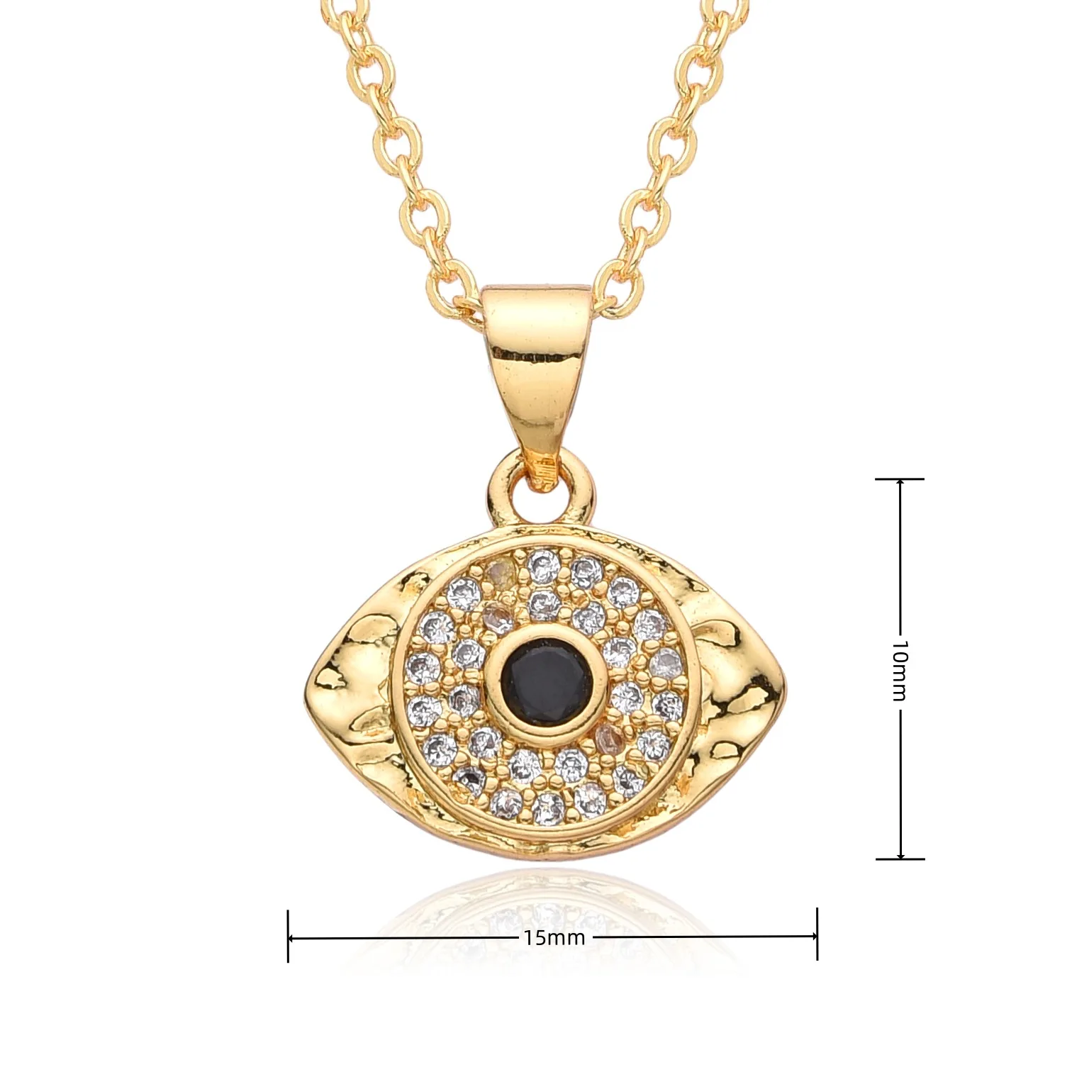 

Trendy Gold Plated Evil Eye Necklace for Women Zircon Inlaid Mystical Protection Pendant Daily Statement Jewelry