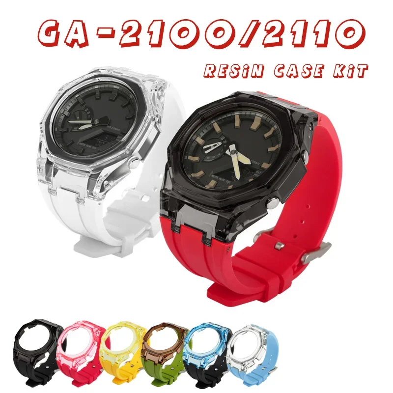 Ga2100 Clear Jelly Case Casioak Mod Kit Rubber Strap Transparent Case for GA 2100 GA 2110 Ga-b2100 Watch Band Repalcement Kit G