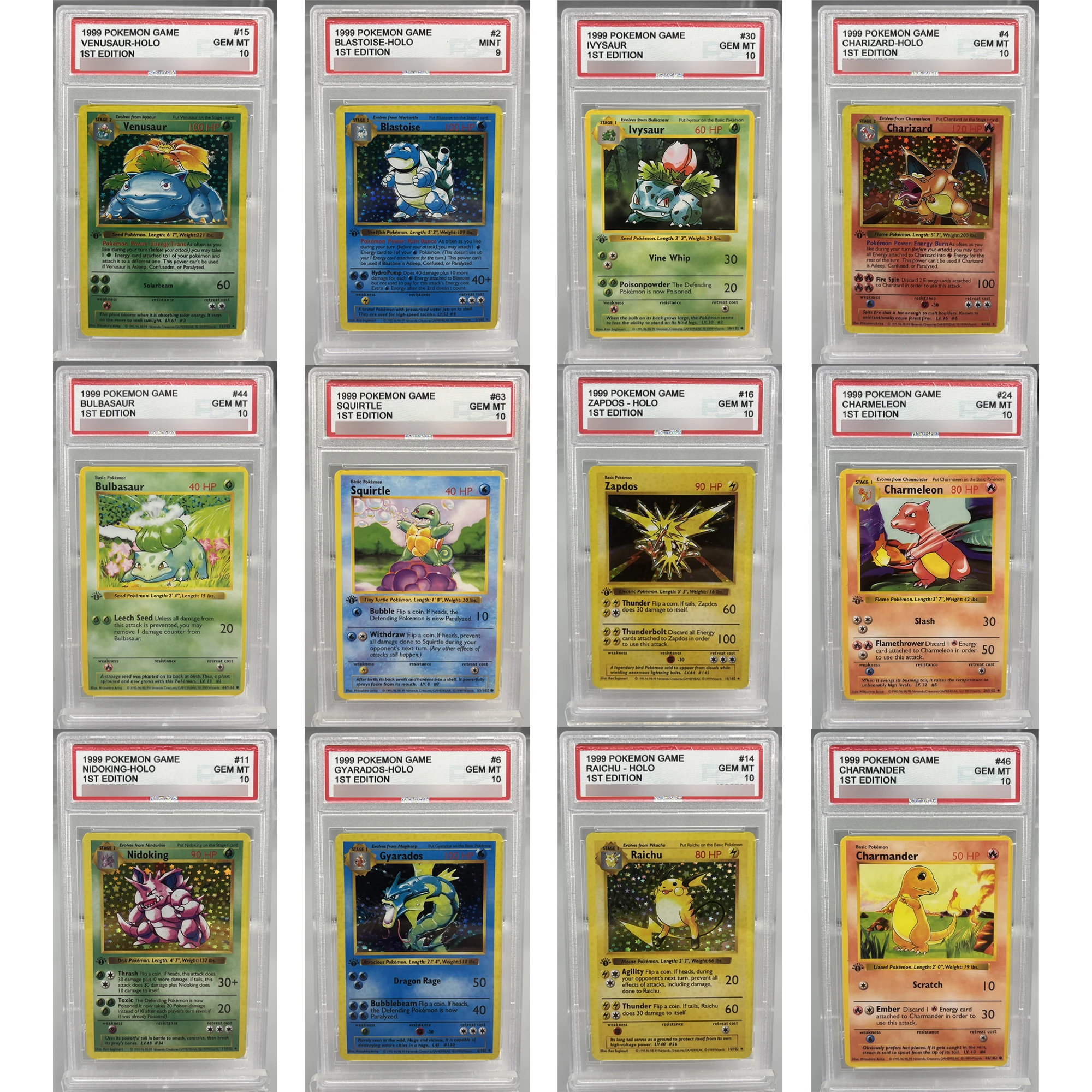 

PTCG Generation 1 Bulbasaur Squirtle Charizard English Rating Card Diy Self Made Copy Version Anime Collection Card Gift Toy