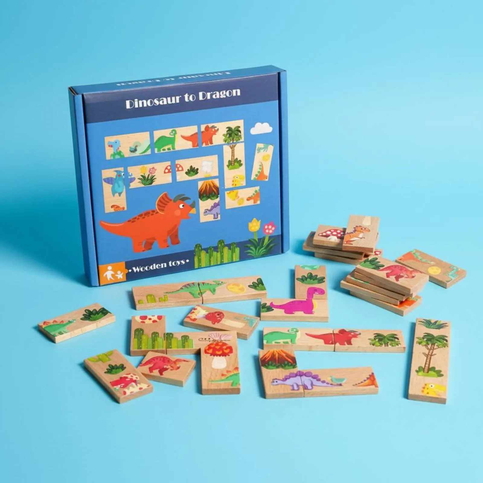Dinosaur Tile Matching Game Set Thinking Training Dinosaur Matching Toy Wooden Tile Matching Game Game Educational Learning