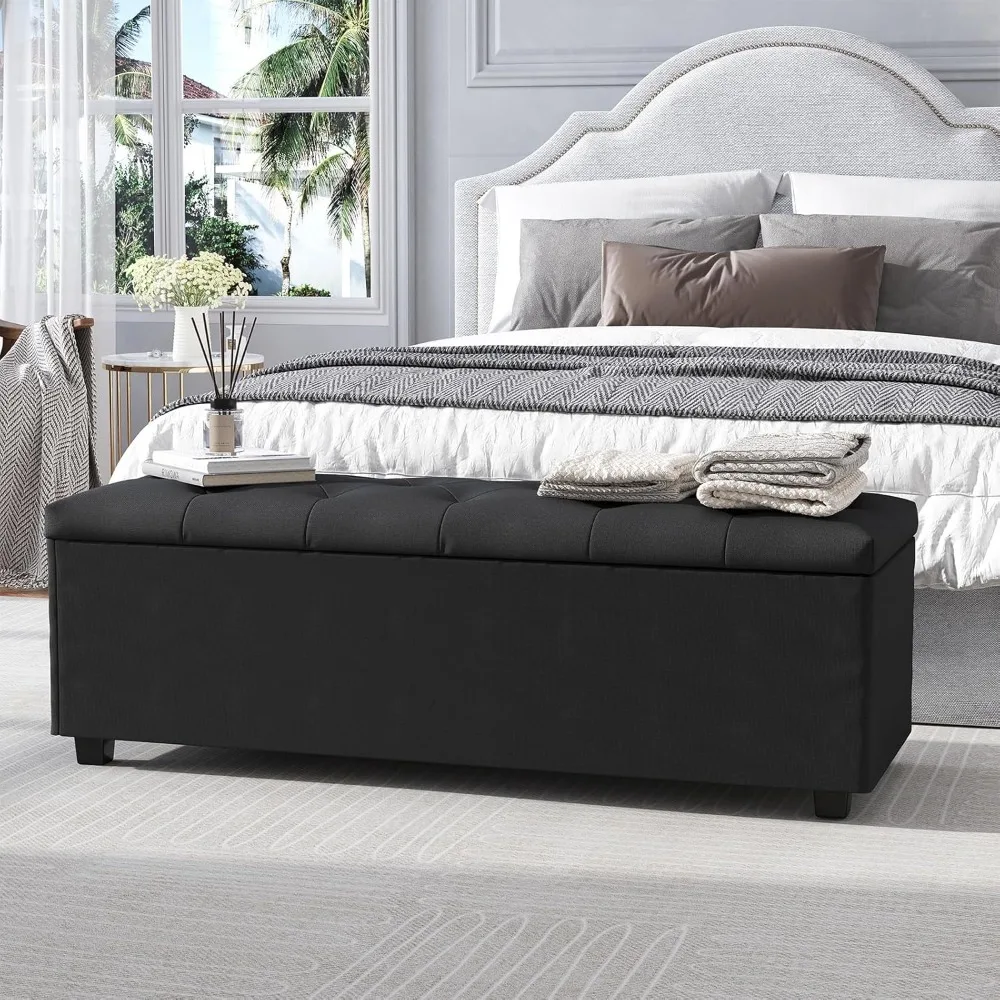 Storage Ottoman Bench, Ottoman with Storage for Bedroom, 46