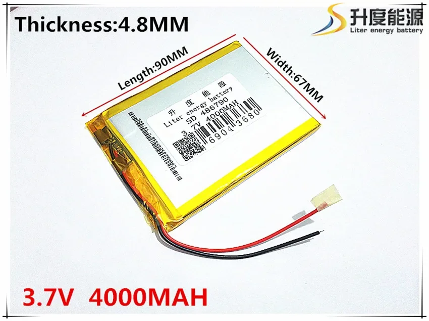 3.7V 4000mAh 486790 Lithium Polymer Li-Po li ion Rechargeable Battery cells For Mp3 MP4 MP5 GPS  mobile bluetooth
