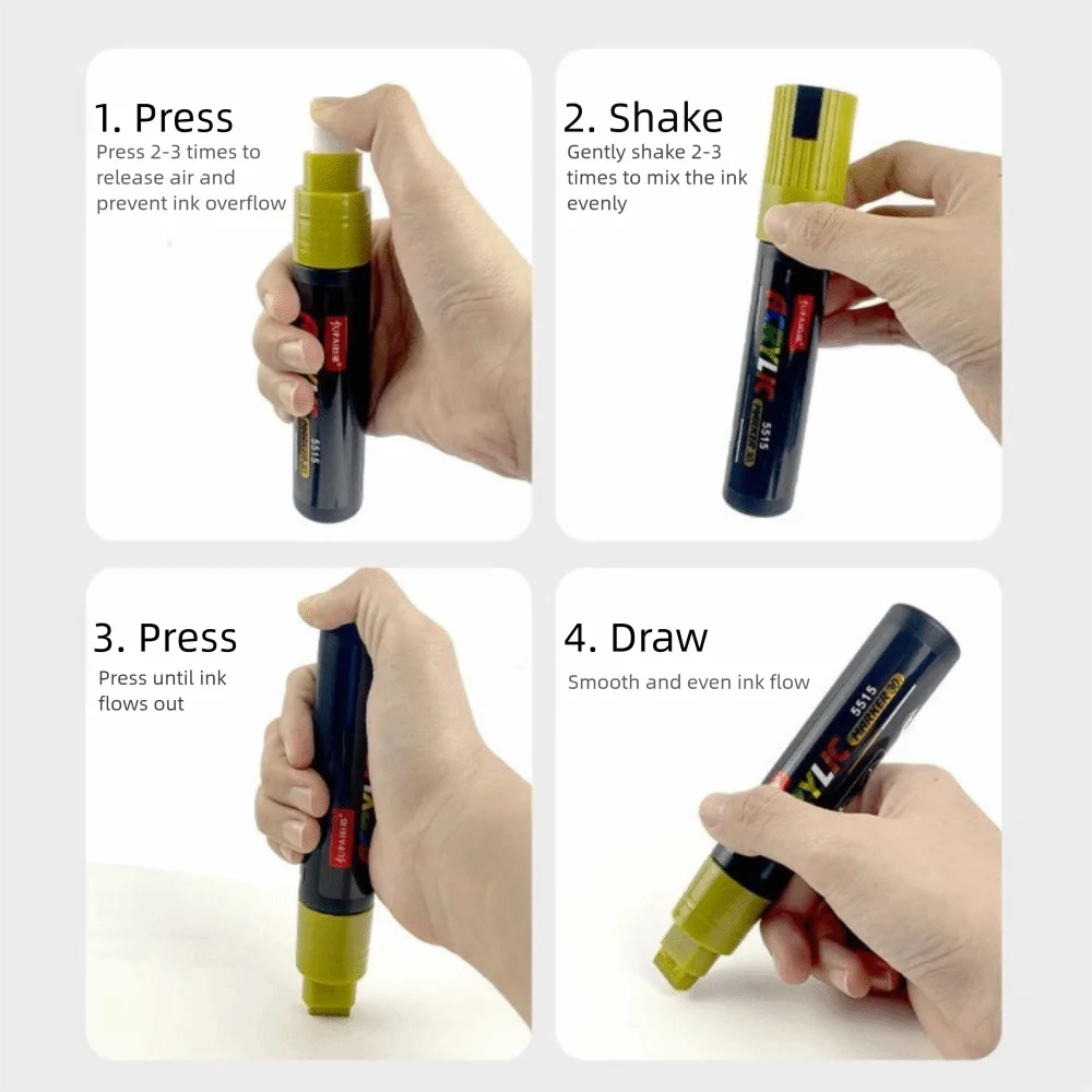 Large Capacity Acrylic Marker Pen 8MM/15MM Line Width Water-Based Ink POP Pens Sunscreen Waterproof Wide Head Marker Pen Drawing