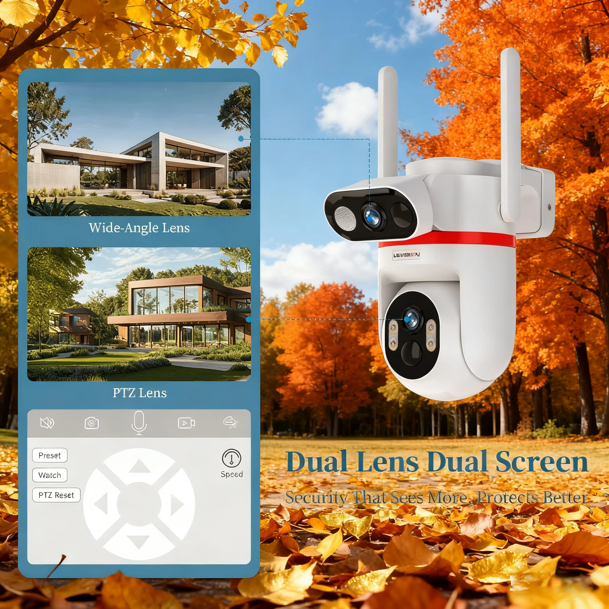 LS VISION 8MP 4G كاميرا تعمل بالطاقة الشمسية كاميرا مراقبة خارجية شاشة مزدوجة كاميرا مراقبة للمنزل كشف PIR المزدوج تتبع السيارات UBOX