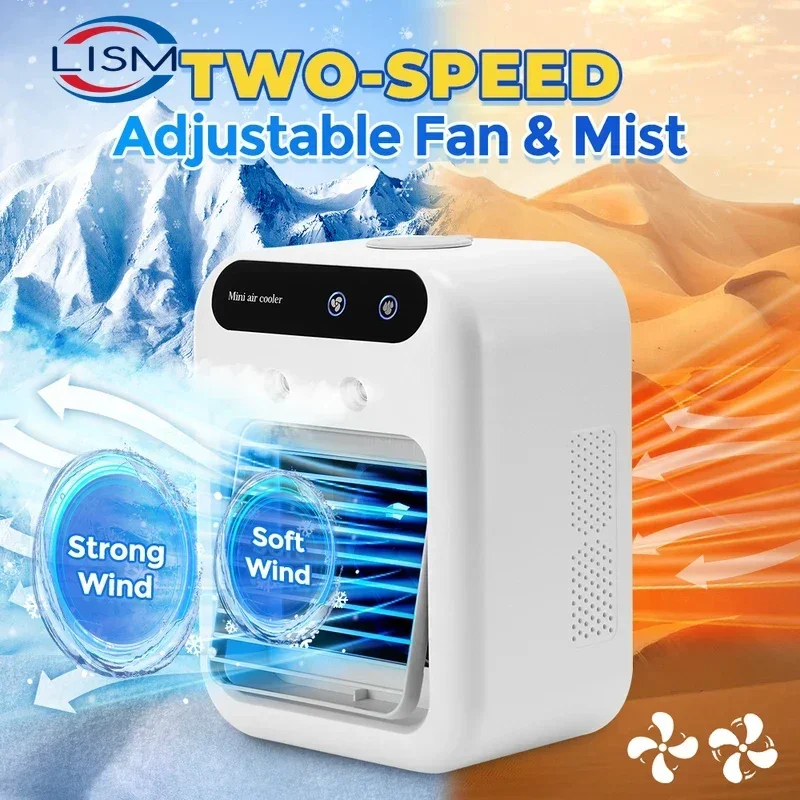 

Portable Electric Fan Air Conditioners Desktop Air Cooler USB Recharge LED Night Light Water Mist Fun Air Cooler For Home Office