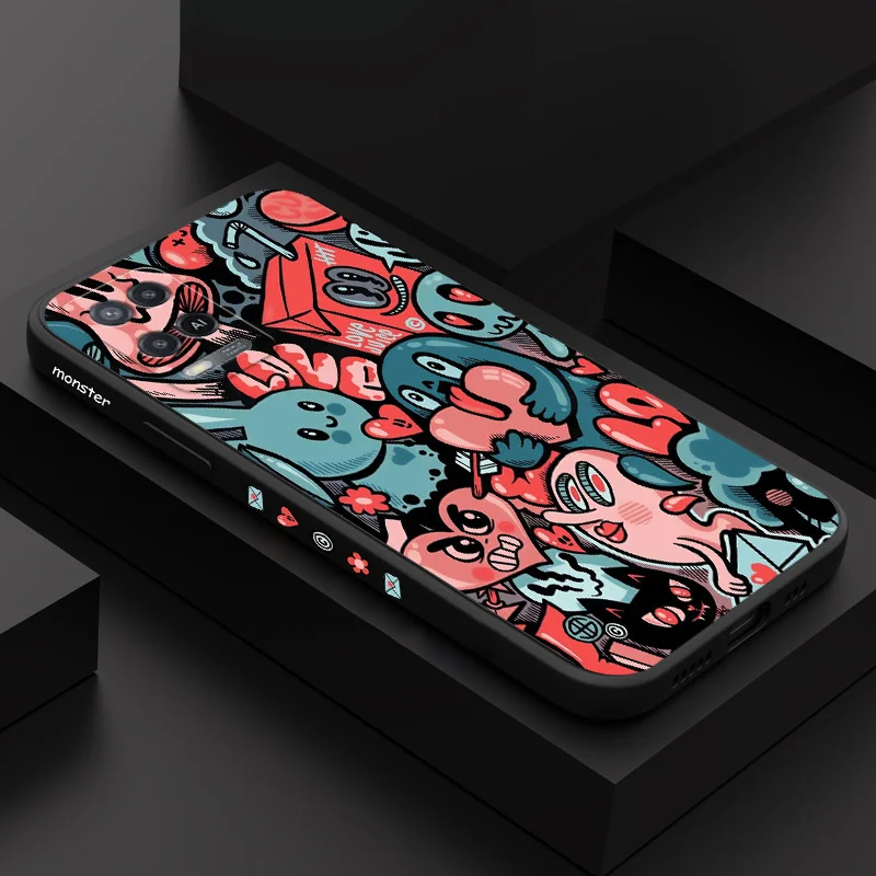 Peach Monster Phone Case For OPPO A54 A74 A57 A77 A78 A96 A76 A95 A94 A83 A53 A72 A52 A9 A5 A12 A31 2020 S 4G 5G Cover