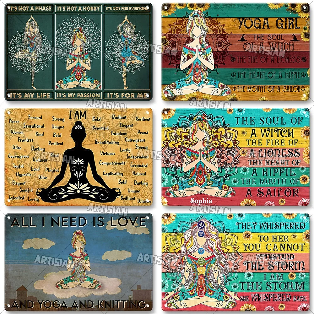 Artisian NAMASTE metalowa tablica Zazen plakat na blasze joga medytacja dekoracyjny znak dekoracje ścienne garaż Bar Pub Club Hotel kuchnia strona główna — zdjęcie 3