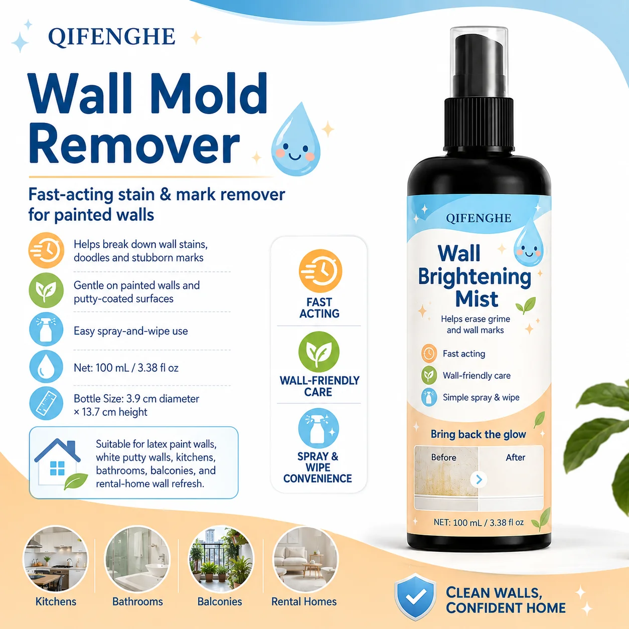 All-in-One Hydrogen Peroxide Cleaner Spray for Home – Removes Stains, Black Spots & Odors on Kitchen, Bathroom, Tile