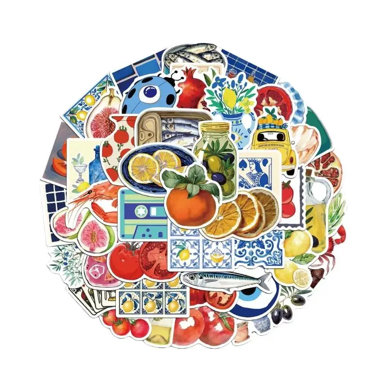 

96GE 50 Sheets Mediterranean Tomato Sticker Decorative Sticker Stationery Sticker