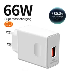 66W Quick Charge 3.0 USB Charger Super Fast Charging Phone Charger Adapter EU/US Wall Charger for Huawei Mate 40 50 60 P50 P60