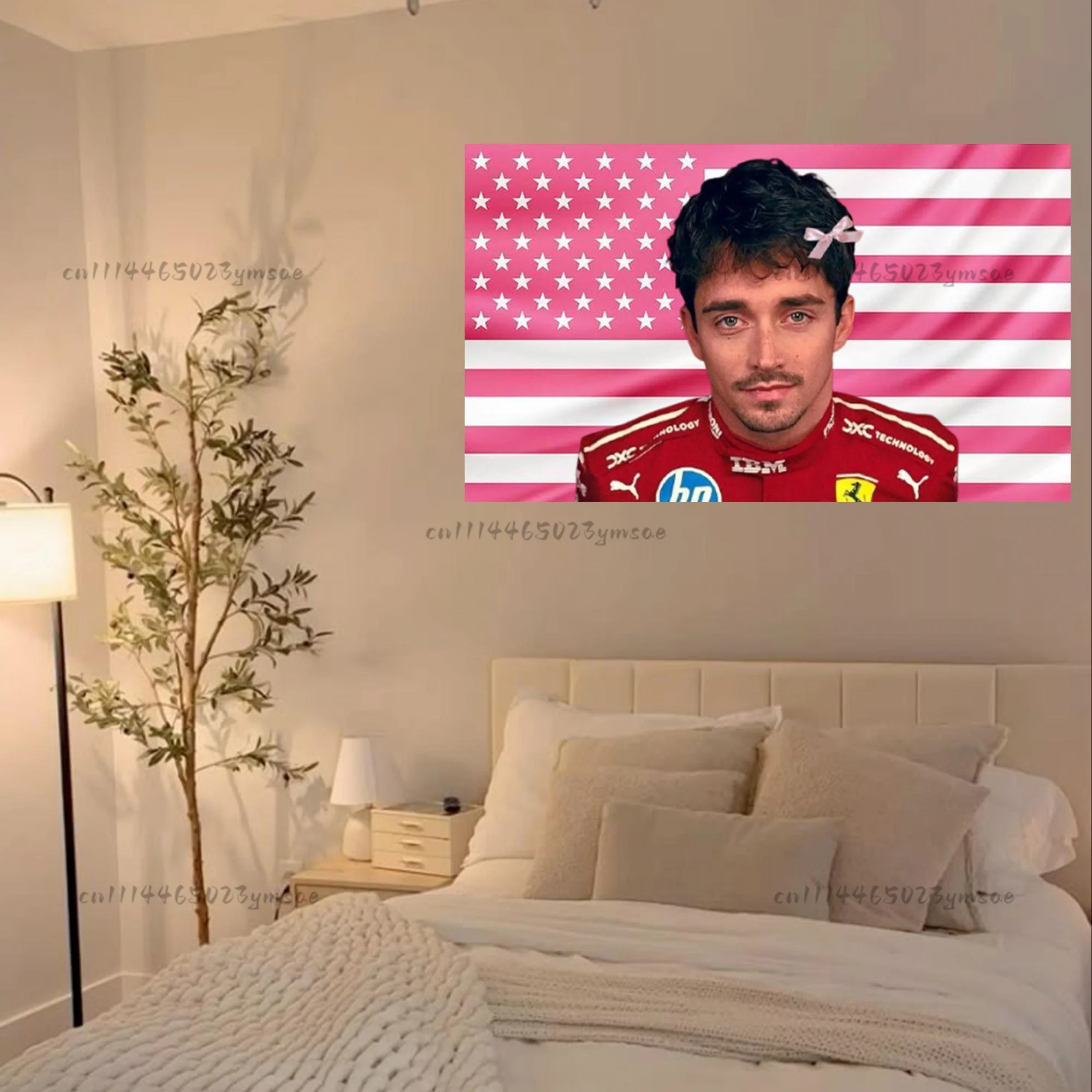 Racing Aesthetic Flag C-Charles Leclerc Pink America Tapestry Bedroom Dorm Banners Indoor Wall Tapestries Driver Wall Art Decor