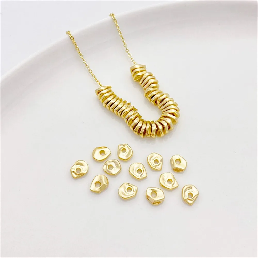 14K Gold-filled Irregular Special-shaped Broken Gold Partition Loose Beads Handmade DIY Bracelet Jewelry Materials Accessories