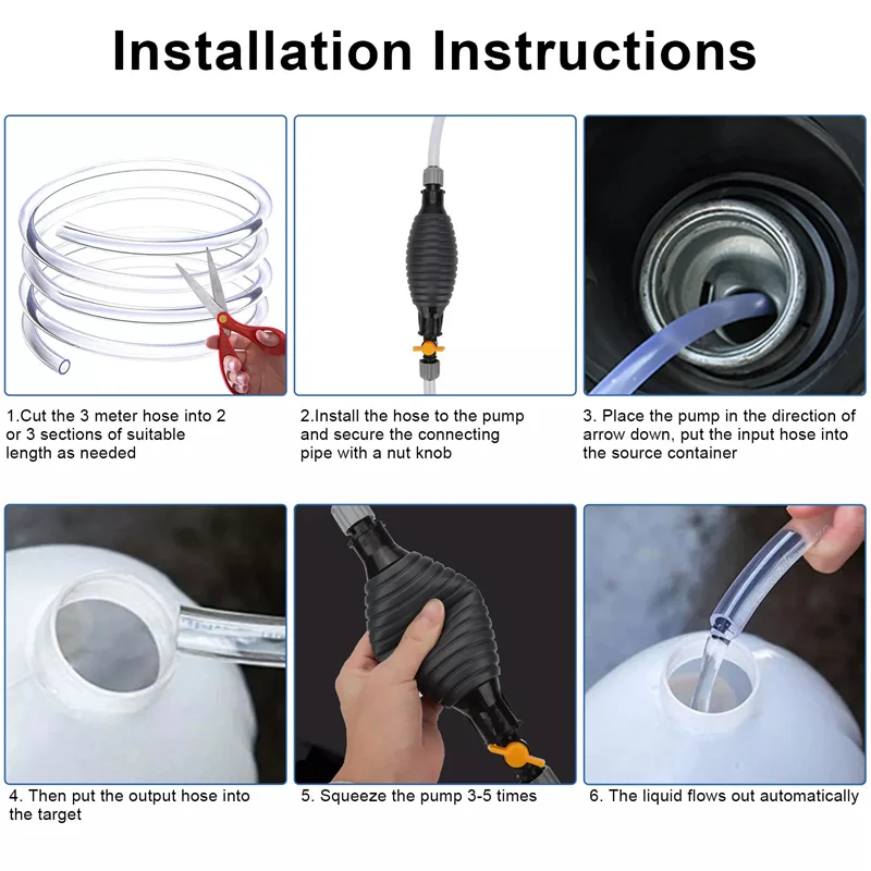 

Car Motorcycle Manual Fuel Pump Oil Gasoline Petrol Diesel Liquid Transfer Tool Set With Hose Hand Water Suction Pump 9.8ft