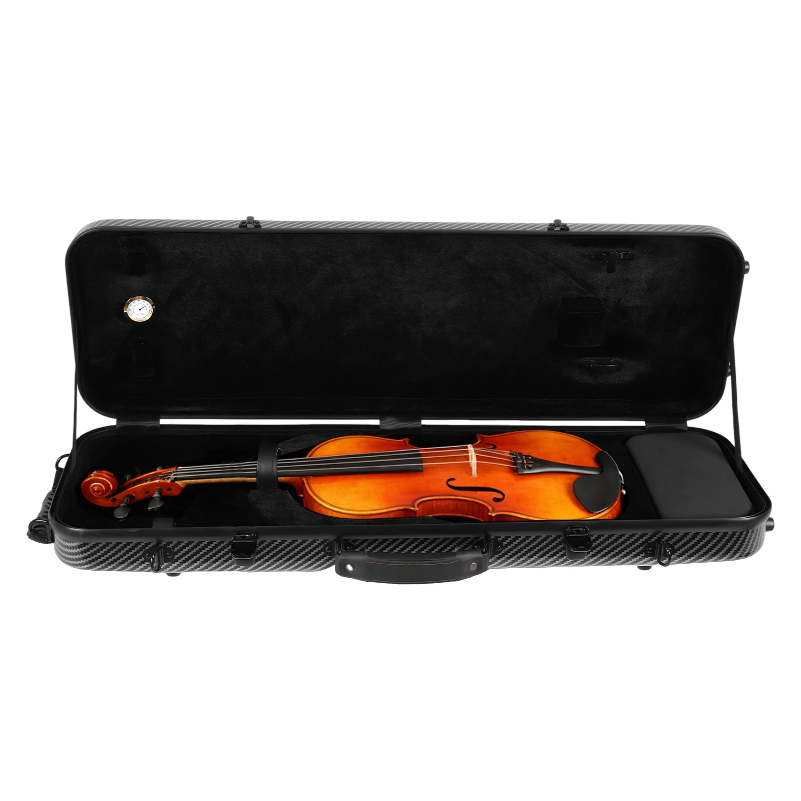 Étui pour violon oblong en composite de carbone avec bretelles, étui pour violon portable, boîte de protection pour violon de forme oblongue pour un usage quotidien