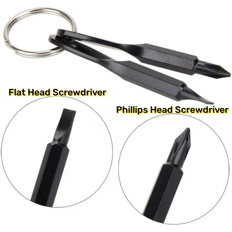 Outdoor Multifunctional Pocket Mini Tool Screwdriver Set with Flat & Phillips Head for Camping Hiking Keychain Repair Gadget