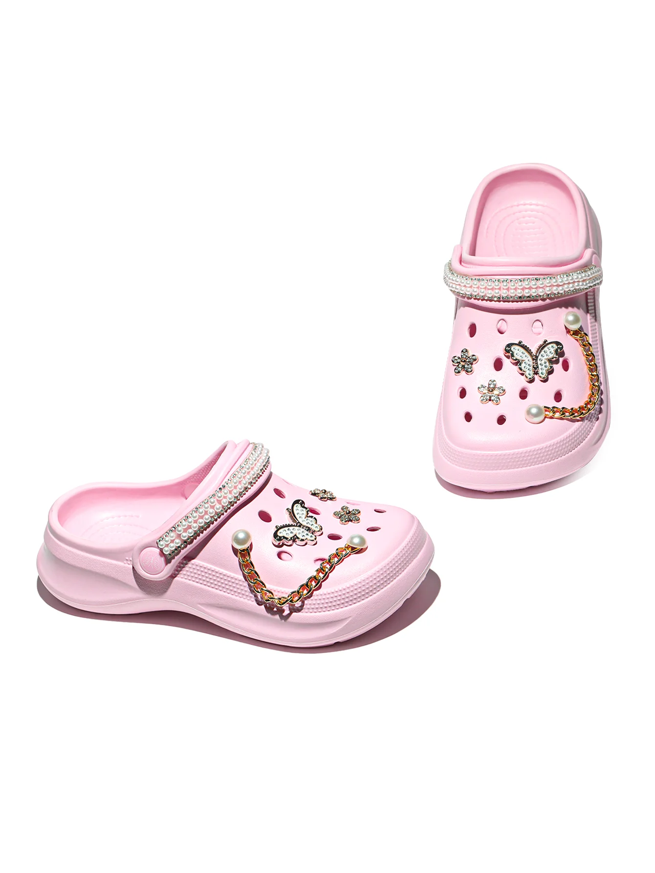 Kinder Slip-On Clogs und Pantoletten - Atmungsaktive, Wasserdichte EVA-Gartenschuhe mit Dekorativer Kette für Strand und Alltag 168 – Detail 15