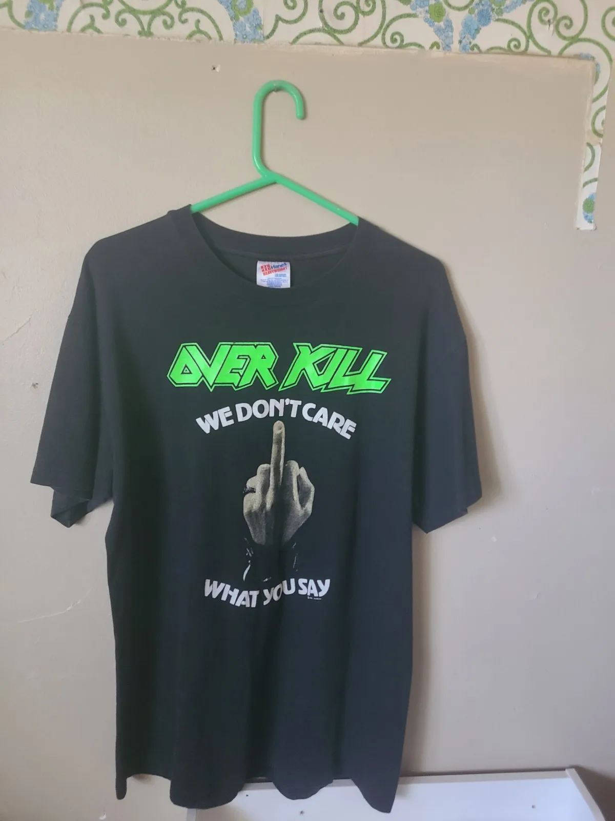 Vintage Overkill 1992 We Don’t Care Tshirt Black Mens Size L