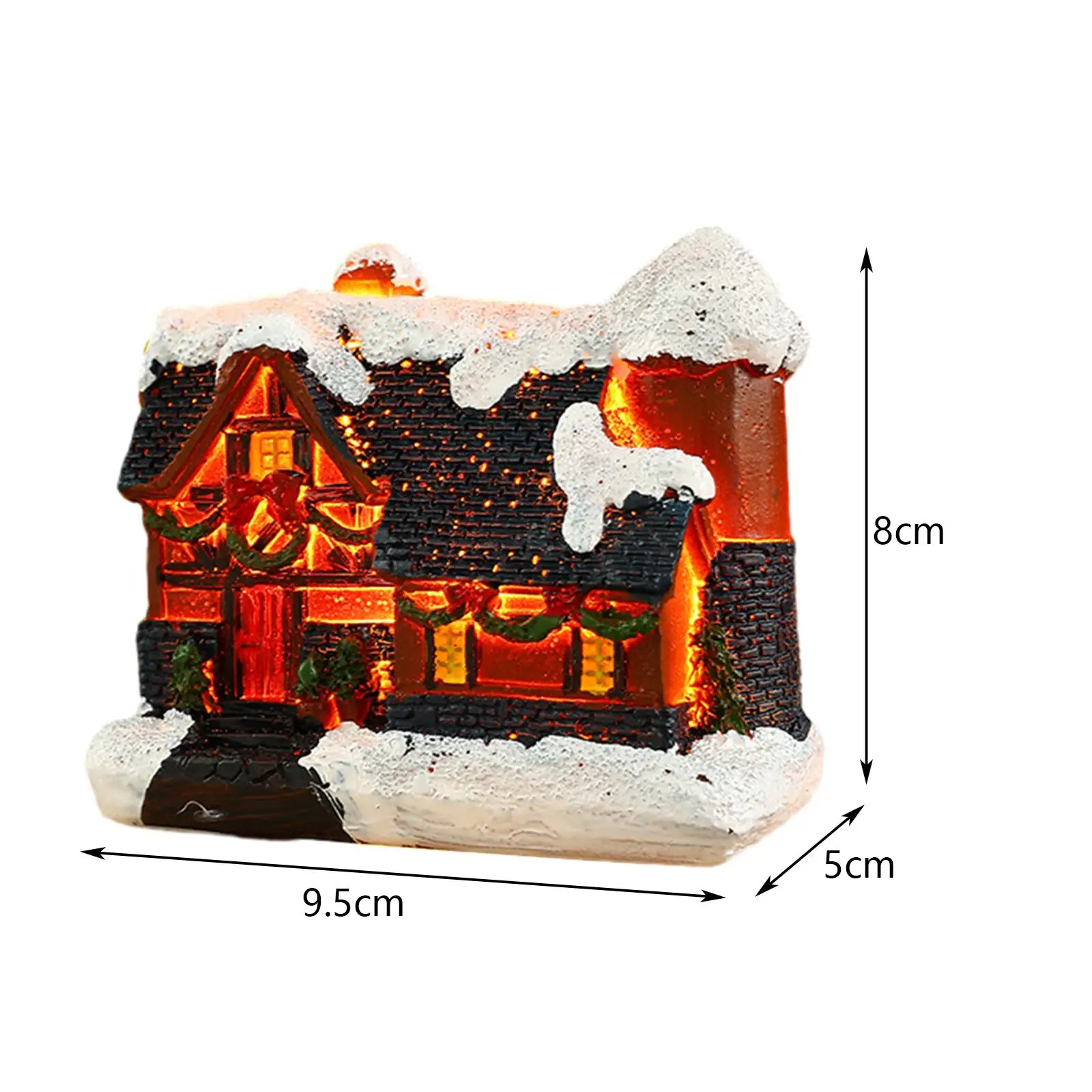 Christmas Village House Miniature with Warm Light Figurines Decoration Christmas Village Scene for Home Holiday Indoor Party