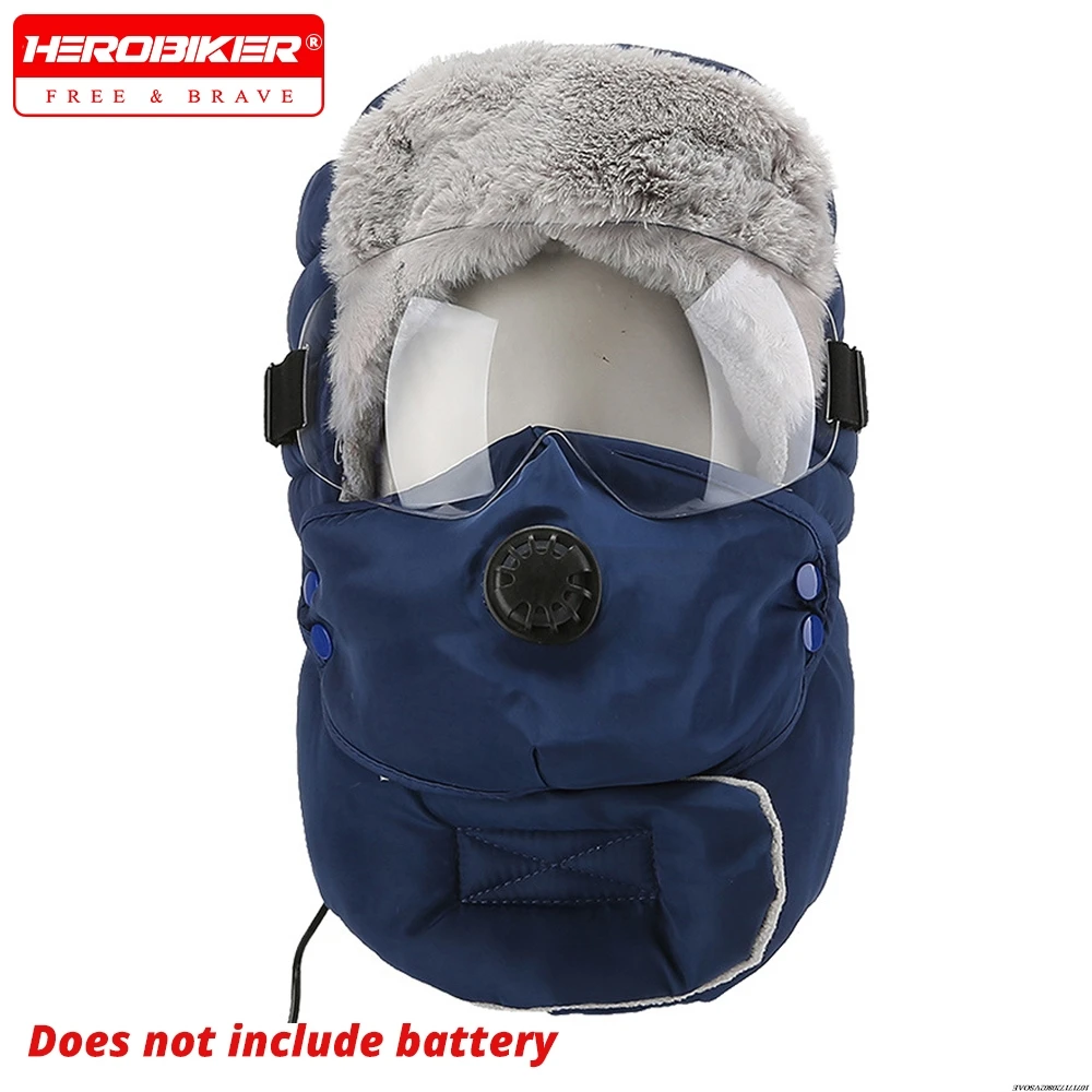 

Motorcycle Thermal Balaclava Scarf Windproof Warm Faux Fur Pilot Earflap Hat Winter Outdoor Ski Bomber Hats Plush Thermal Winter