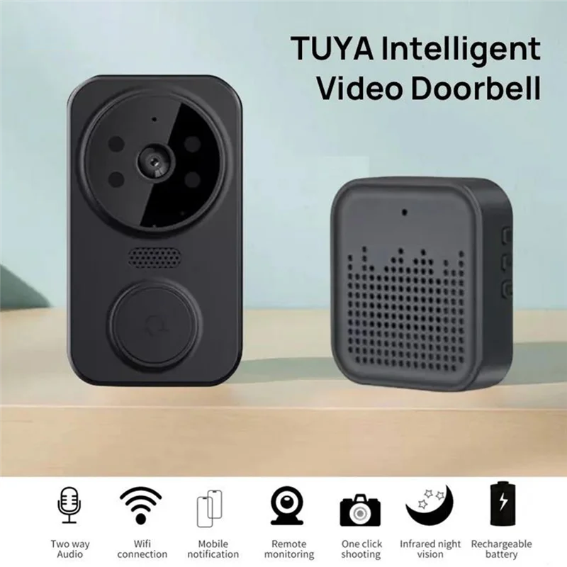 B92B-Tuya Smart Home Doorbell Camera WIFI Wireless Doorbell DC AC Battery Powered Camera Bell Smart Life Doorbell Camera