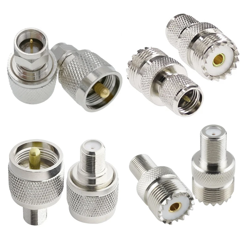 PL259 SO239 UHF Male Female to F TV Male Jack Female Plug Adapter PL-259 SO-239 Connector Straight Copper Nickle Plated