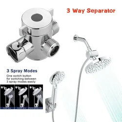 Desviadores de brazo de ducha de válvula desviadora ABS, separador de agua de 3 vías para cabezal de ducha de mano y cabezal de pulverización fijo, adaptador en T G1/2