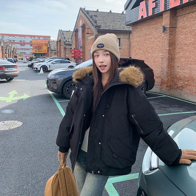 

Women Winter Thermal Thick Unisex Jackets Fashion Warm Snow Couples Coat Parkas Loose Oversized Puffer Coat Outwear Parka