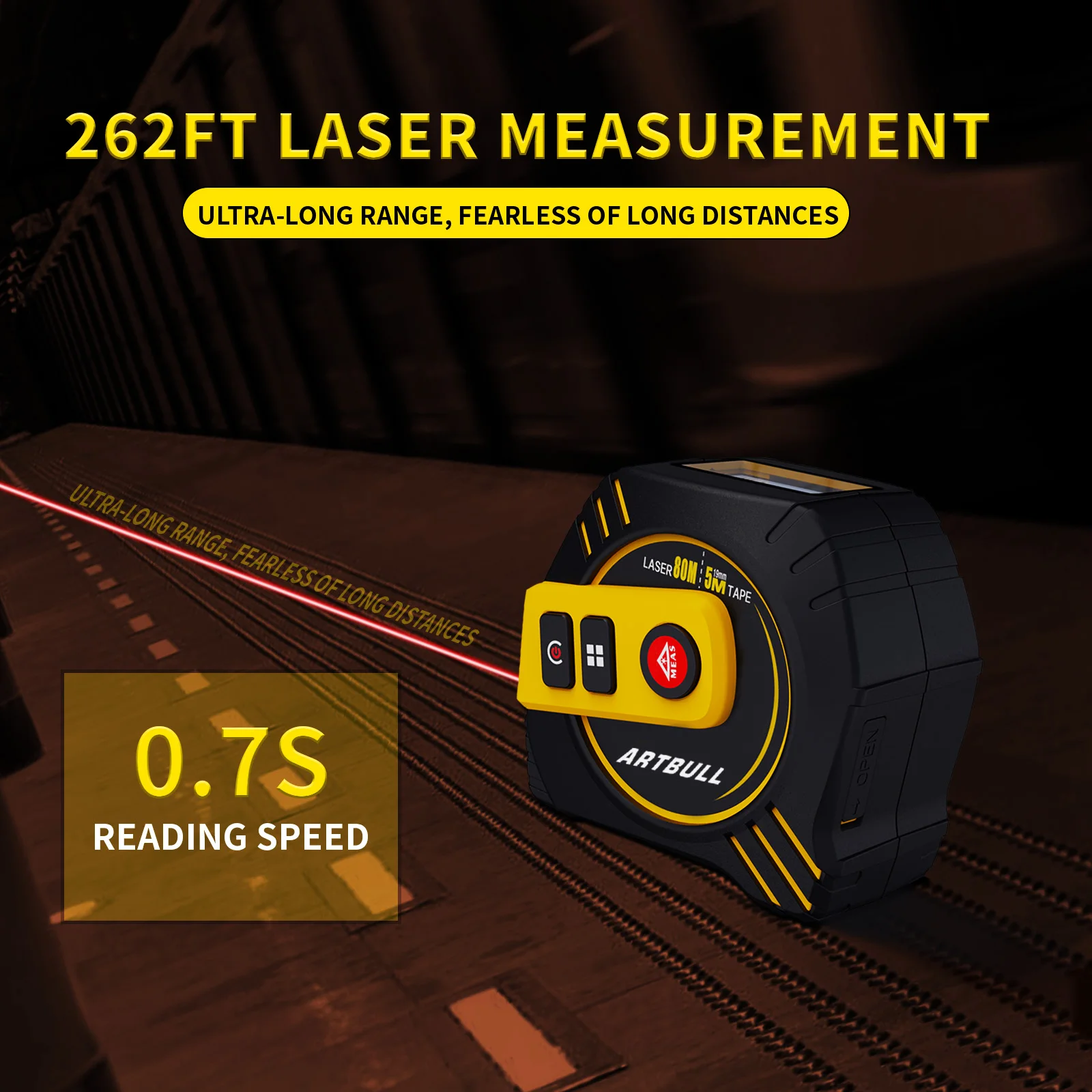 2in1 Multifunction Rechargeable 80m 40m with 5m Tape LCD Display with Backlight Laser Rangefinder Laser Tape Measure