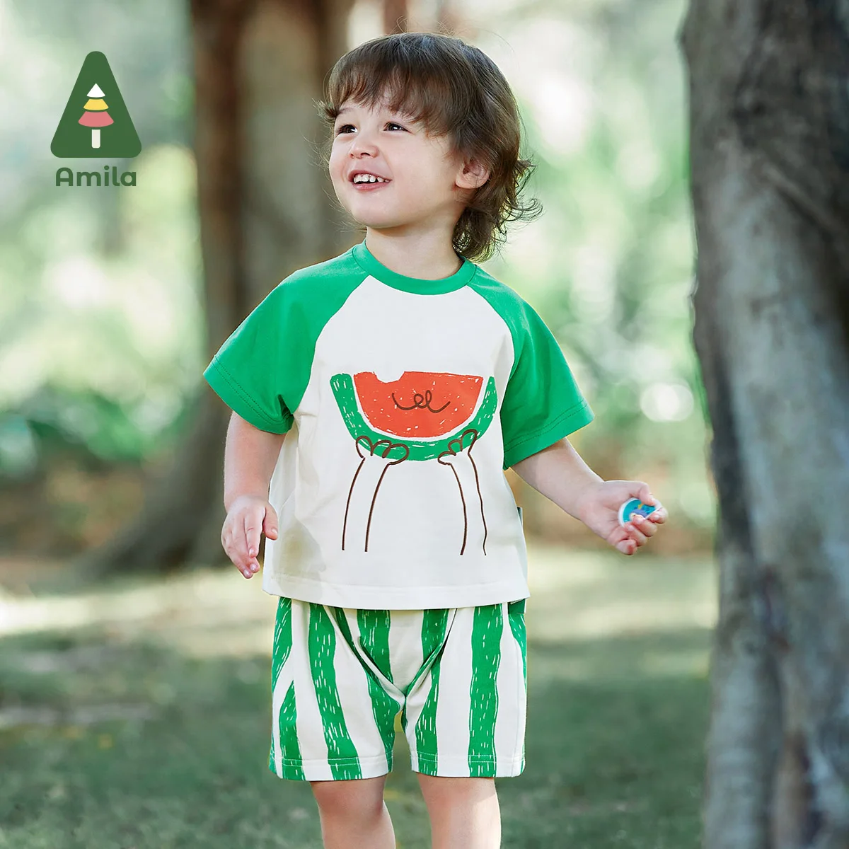 

Amila Baby Boy Set 2023 Summer New Cute Watermelon Styling T-shirt + Shorts Casual Two-piece Sets Fresh Children's Clothes 0-6Y