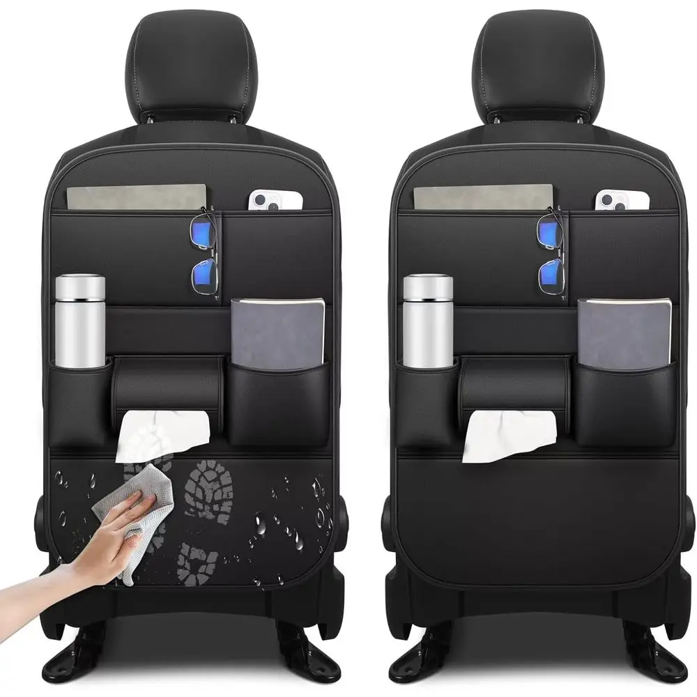 

Seat Protector 2 Pack Fit For Toyota RAV4 Car Kick Mats With Cup And Tissue Storage with Storage Organizer Waterproof Dirt Proof