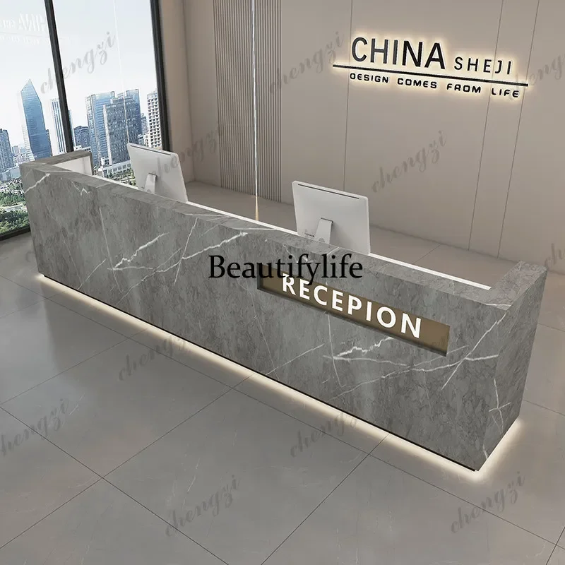 a68 Executive Aesthetic Reception Desks Company Welcome Display Long Reception Desks Wood Salon Escritorio