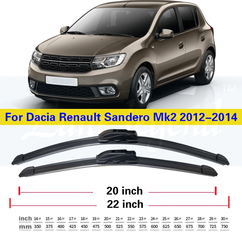 Wiper Front & Rear Wiper Blades Set Kit For Dacia Renault Sandero MK2 2012 - 2014 2013 Windshield Windscreen Window 22\