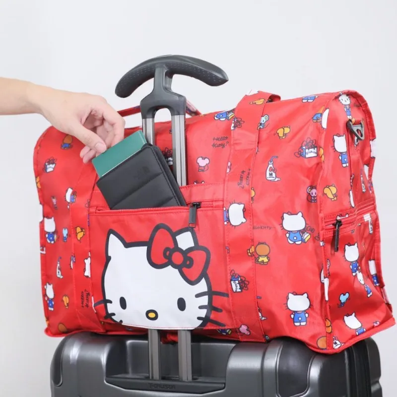 

Sanrio Cartoon Lovable Luggage High-capacity Portable Sleeve Pull Rod Storage Bag Fold One Shoulder Handbag Kawaii Cute Solid