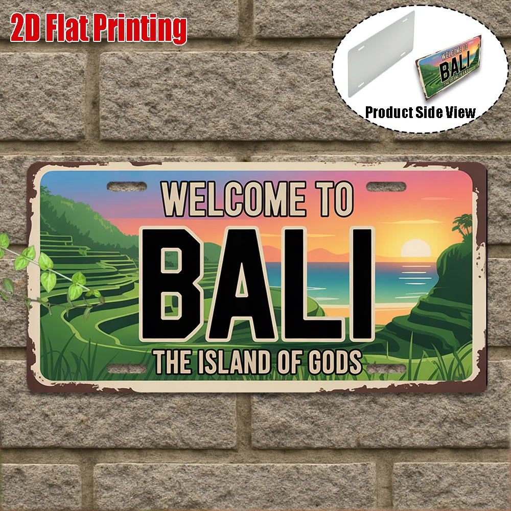 2D Flat 1pc, Vintage Metal Sign, Only for Decoration, Outdoor Wall Art, Welcome to Bali Sign