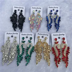 Fashion Luxury Rhinestones Crystal Drop Earrings for Women Jewelry Bridal Wedding Party Dangle Statement Earring