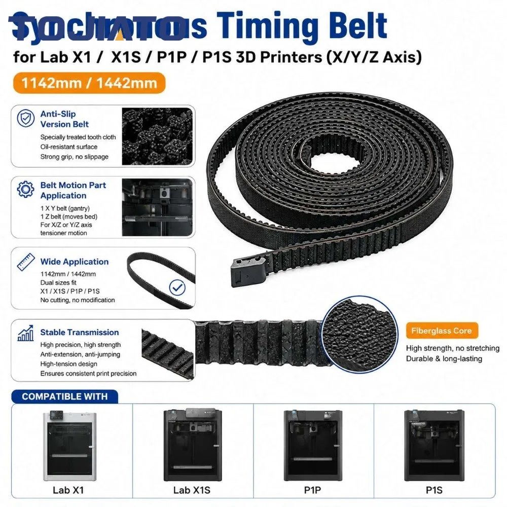Für Bambu Lab Zahnriemen X Y Z-Achse Synchronriemen Hochtemperaturbeständig Verschleißfest P1P P1S X1C X1 Riemen 1142mm/1442mm – Detail 3